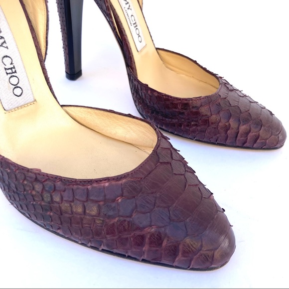 JIMMY CHOO SNAKE SKIN CLOSED TOE ANKLE STRAP HEELS SIZE 37.5 - Picture 7 of 10